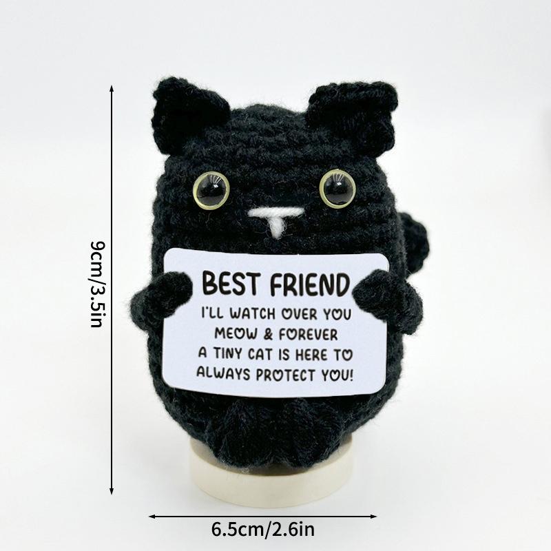 Positive Mini Animals Doll Crochet Bee Doll With Card Handmade Knitted Animals Inspirational Doll Thank You Gift For Women Men