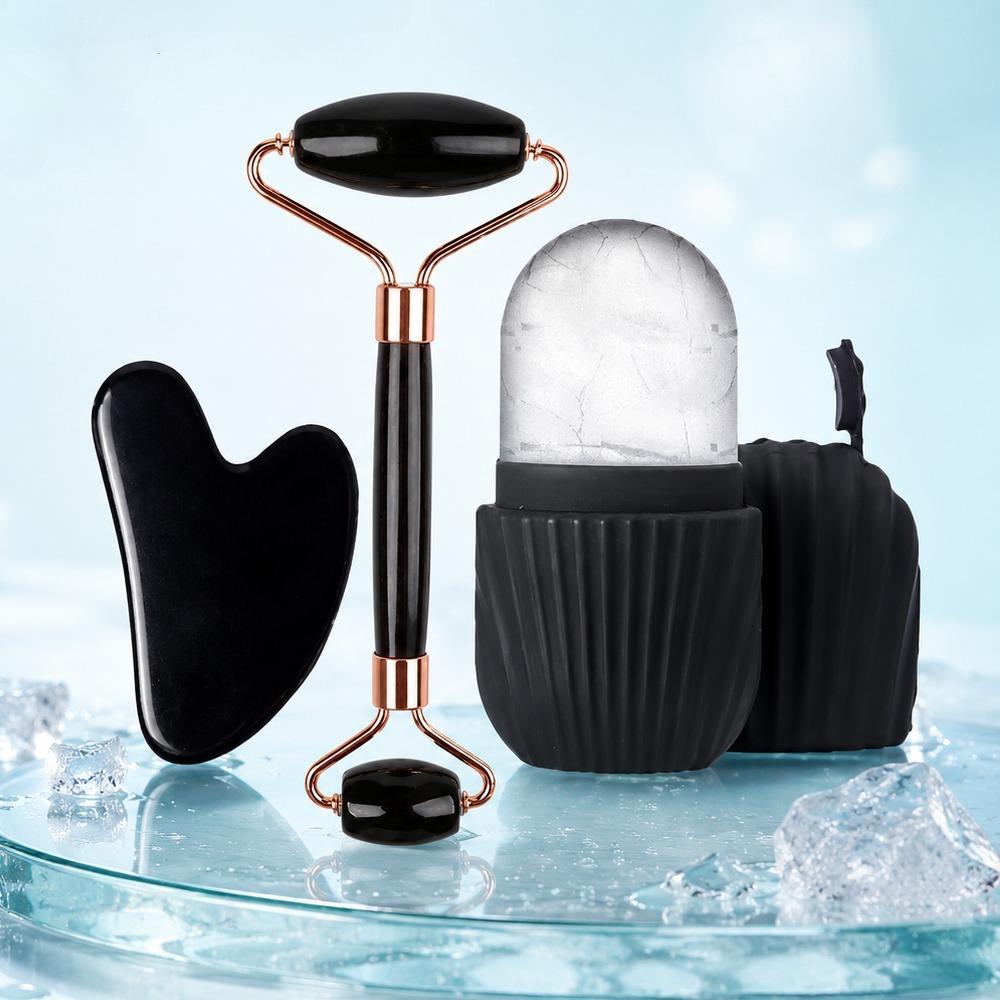 Facial Roller Gua Sha Set Stainless Steel Scraping Board Silicone Ice Face Roller Mold Skin Care Massage Face Skin Care Tools
