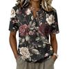 Женская футболка-henley с коротким рукавом, пуговицы на воротнике, смесовая ткань хлопок и лен, повседневный топ с принтом, легкая, дышащая, летняя блузка
