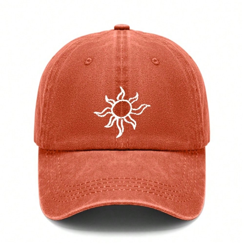 Sun Print Baseball Cap - Vintage Washed Adjustable Soft Fabric Breathable Casual Streetwear Baseball Hat For Men Women Daily Wear Outdoor Sports