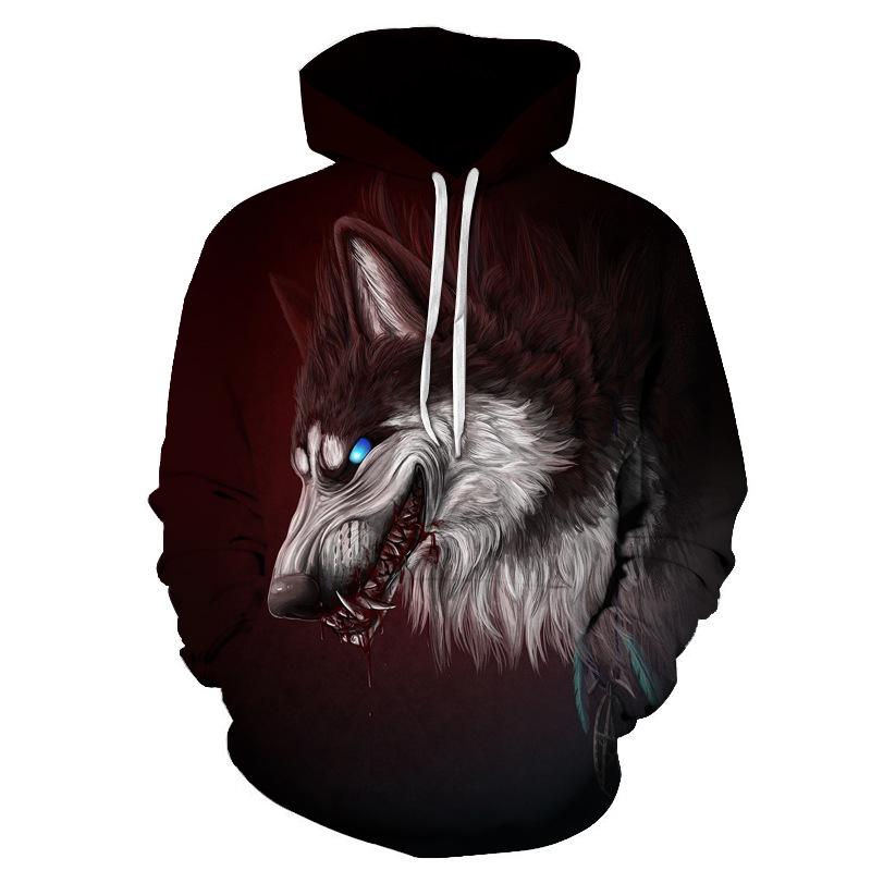 Животный узор Howl Wolf 3D Printing Hoodie Мужские толстовки Женские пальто Зимние толстовки Oversize Top