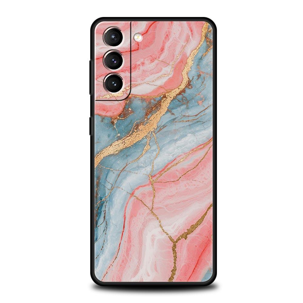 Модный золотой розовый мраморный чехол для телефона для Samsung Galaxy S26 Ultra S25 Plus S24 FE S23 S22 5G S21 S20 Черный мягкий