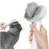 White Cat Brush with Release Button, Cat Grooming Brush for Shedding Indoor Cats, Pet Comb for Long & Short Haired Cats