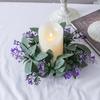 Christmas Candlestick Wreath Decoration Fake Flower Garland Candle Holder Wreath Wedding Party New Year Home Decor Xmas Ornament