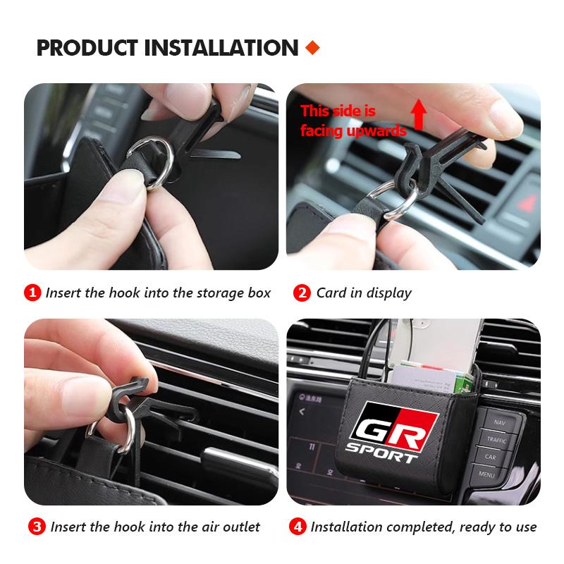 For Toyota Car Air Outlet Storage Box Phone Lipstick Lighter Organizer Crown Yaris Corolla Prius Auris CHR Avalon GR Camry