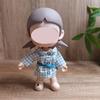 [Cloth Only] 20CM Doll Clothes Checkered Long Gown, Belt and Hat Set Exquisite Accessories Cute Clothes for Dolls Dress up