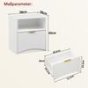 Grooved nightstand with open drawer and gold handles, space-saving, suitable for bedroom and living room, white