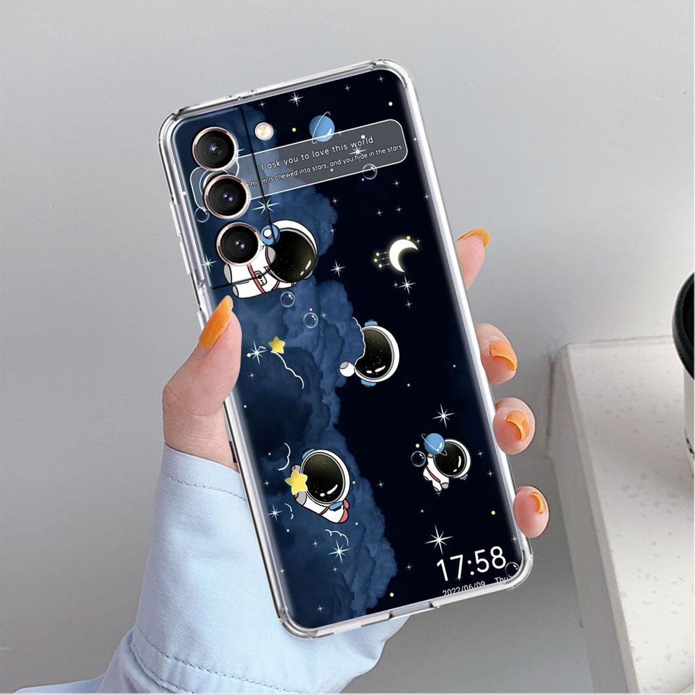 Прозрачный чехол 'Космонавт Вселенная' для Samsung Galaxy S22 S20 FE S21 S10 S9 Plus Note 20 Ultra 10 Lite Прозрачный корпус телефона