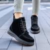 European and American Style Casual Cotton Shoes 2024 New Plush Lace Up Warmth Large Women's Shoes Snow Boots 36-43 Sneakers Traf