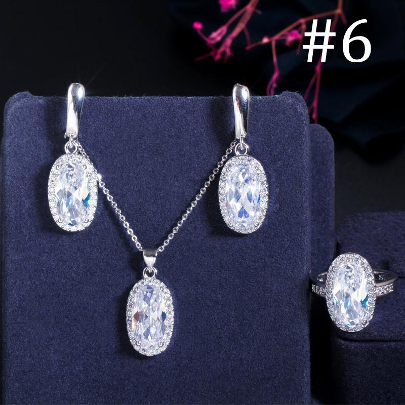 WWJ Super Sparkling овальной формы с кубическим цирконием, обручальное кольцо, серьги, ожерелье