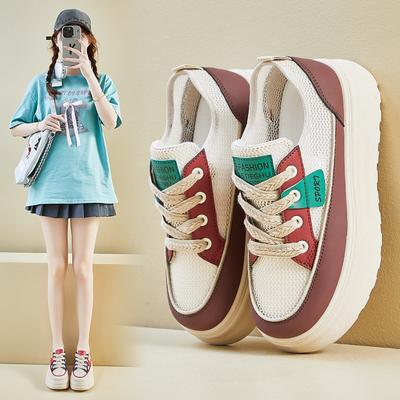 Новые летние белые туфли для студенток, толстая подошва, дышащая сетчатая повседневная обувь