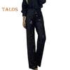 Women Sequins Long Pants High Waist Slim Fit Shining Trousers Solid Color Elastic Flared Pants Streetwear