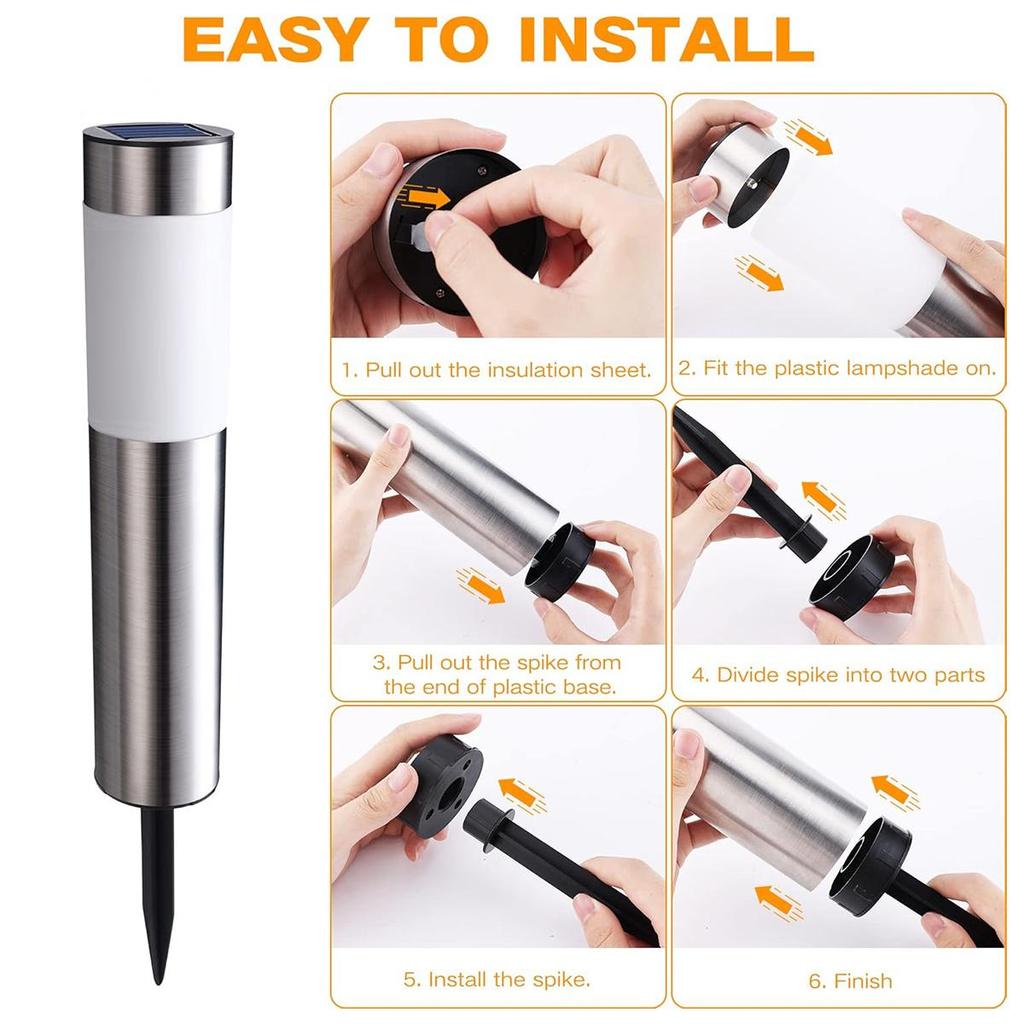 Солнечные дорожки Водонепроницаемые IP44 светодиодные ландшафтные светильники из нержавеющей стали Солнечные садовые светильники для подъездной дорожки Патио двора