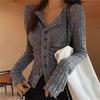 Knitted Cardigan Women  Collar Sweater Coat Vintage Long Sleeve Single Breasted Top Autumn Fashion Girls Knitwear Jumper