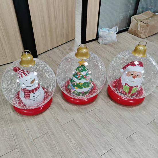 Прозрачный надувной рождественский шар с подсветкой, уличное рождественское ПВХ украшение, снежинка, наполненная пенопластом, искусственный хрустальный шар для праздничного декора