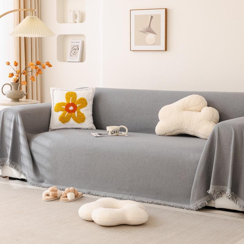 Полотенце для дивана из синели, утолщенное нескользящее диванное полотенце, однотонное универсальное для гостиной, для всех сезонов, тканевое покрывало для дивана, одеяло