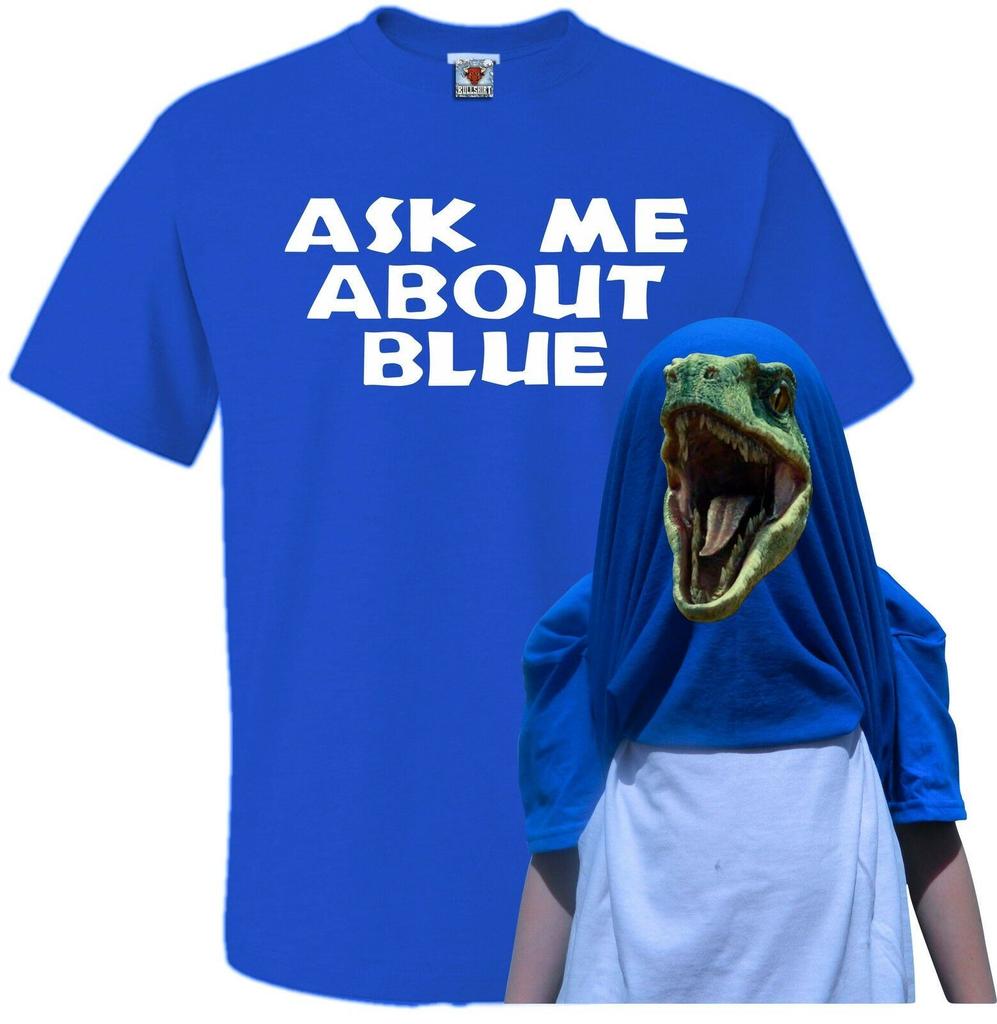 Ask Me About Blue Flip T-Shirt Mens Womens Tees Top - Funny T Shirt Mens Womens Tees Top raptor dinosaur joke jurassic