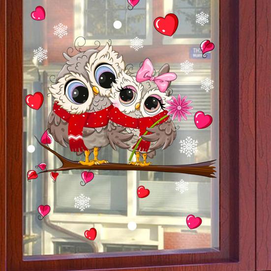 Двусторонняя наклейка с изображением совы из мультфильма, узор в виде сердца с любовью, водонепроницаемые наклейки для создания атмосферы, свадебное украшение для дома