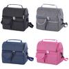 Lunch Storage Bag Large Capacity Double Layer Zipper Closure Reinforced Handle Design Waterproof Thermal Insulation Lunch Bag