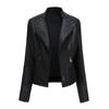 Women's Spring and Fall PU Leather Jacket Lapel Slim Biker Clothing Long-sleeved Thin Jacket
