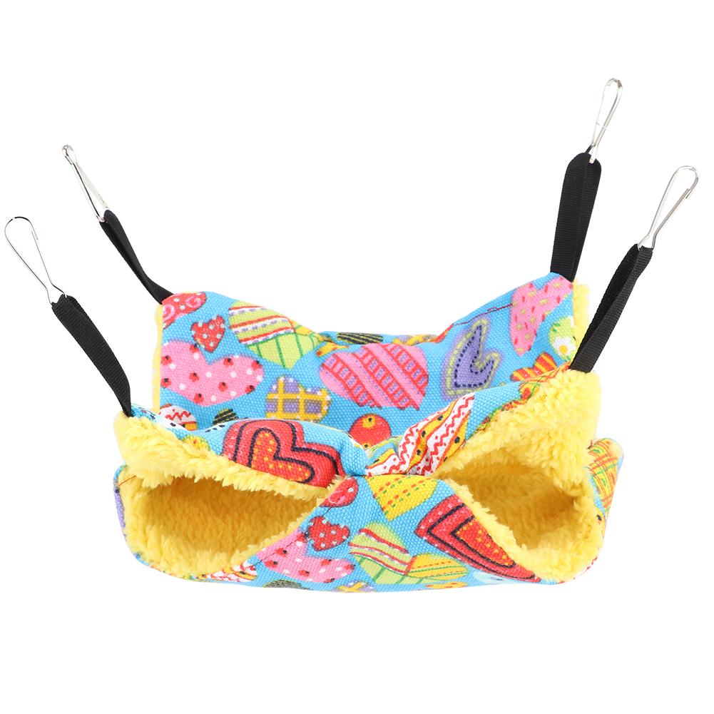 Small Pet Animal Hamster Warm Winter Double Deck Hammock Hanging Bed Cage with Hooks(Peach Heart (20x20cm) )