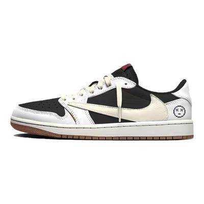 X Travis Scott Air Jordan 1 Амортизация Устойчивость к истиранию Дышащие Низкие Винтажные Баскетбольные Кроссовки Женские DZ4137-700(Команда1803-6)