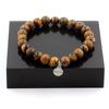Stones and Minerals. Tiger Eye + Wood Bead Bracelet 8 Mm. Made In France.