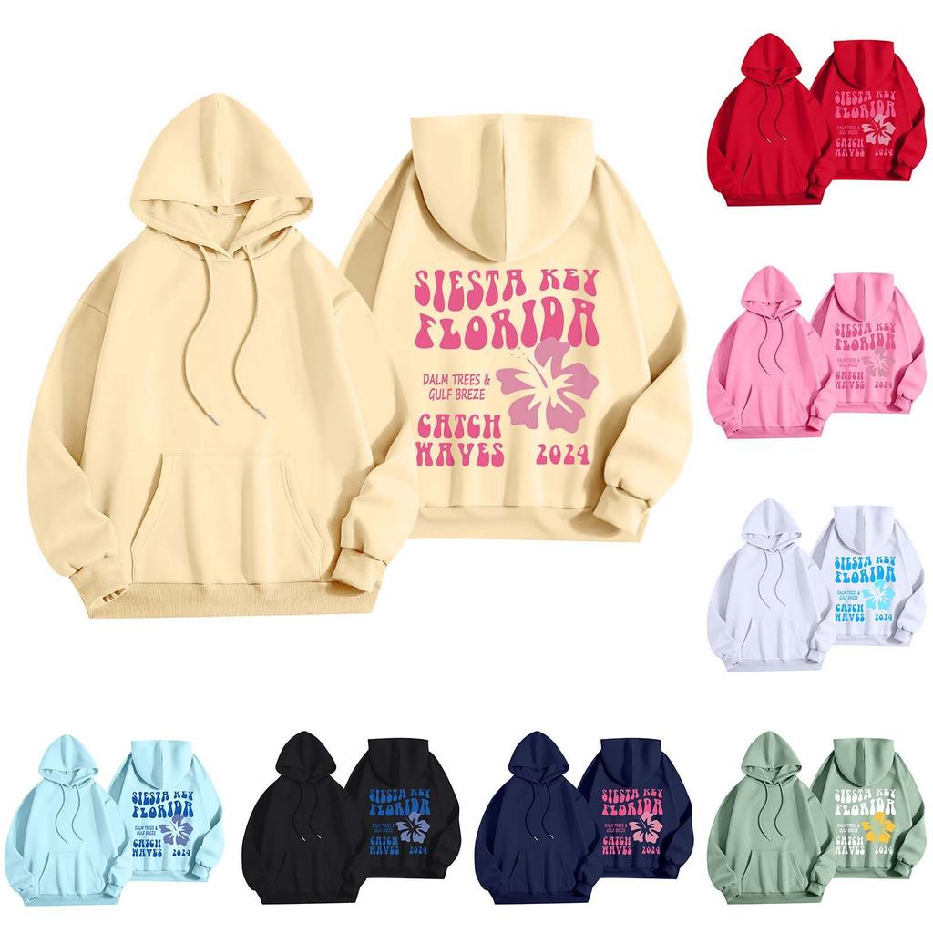 Women's Fashion Women's Lightweight Long Sleeve Pullover With Pockets Preppy Graphic Hoodie