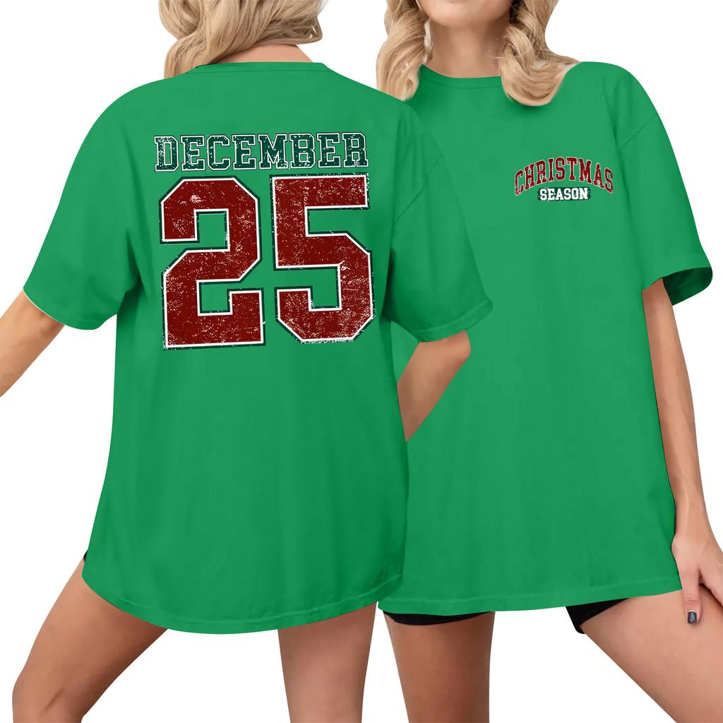 Women's Casual Printed T-Shirt Round Neck Pullover Short Sleeve Top