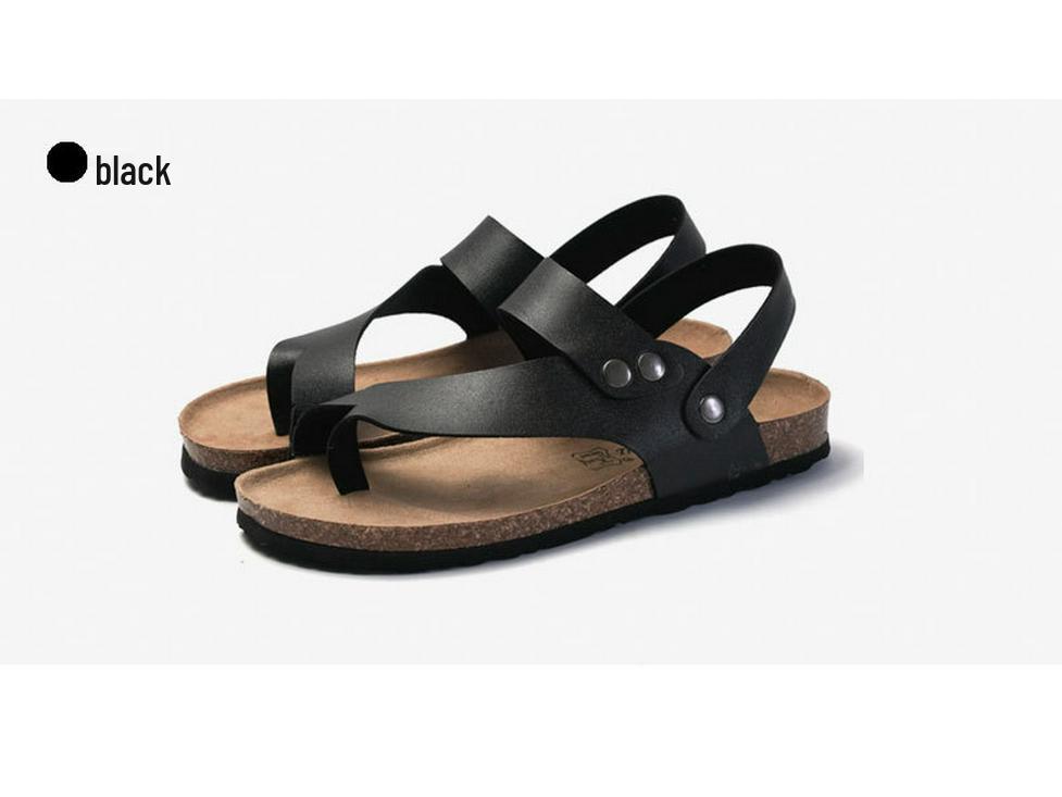 Летние пробковые шлепанцы и кожаные сандалии в корейском стиле для мужчин и женщин