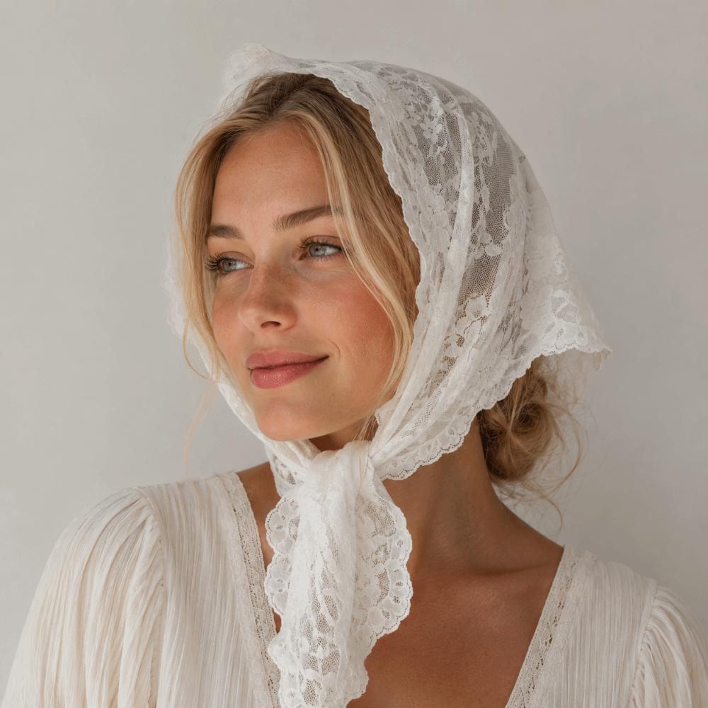 French Style Lace Triangle Scarf Vintage Wedding Headscarf All-match Crochet Head Scarf Party