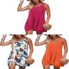 Polyester Splicing Aline Mini Dress With Twist Knot For Summer Beach Vacation Wear