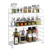 RCHYFEED Seasoning Storage Rack Adjustable 3 Tier Height Adjustable Seasoning Rack Spice Rack Kitchen Storage Easy To Assemble Large Capacity White