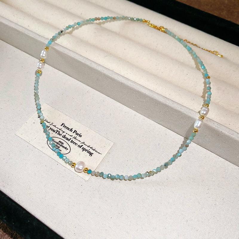 Роскошное хрустальное колье из агата и жемчуга - Этническая цепочка для ключицы