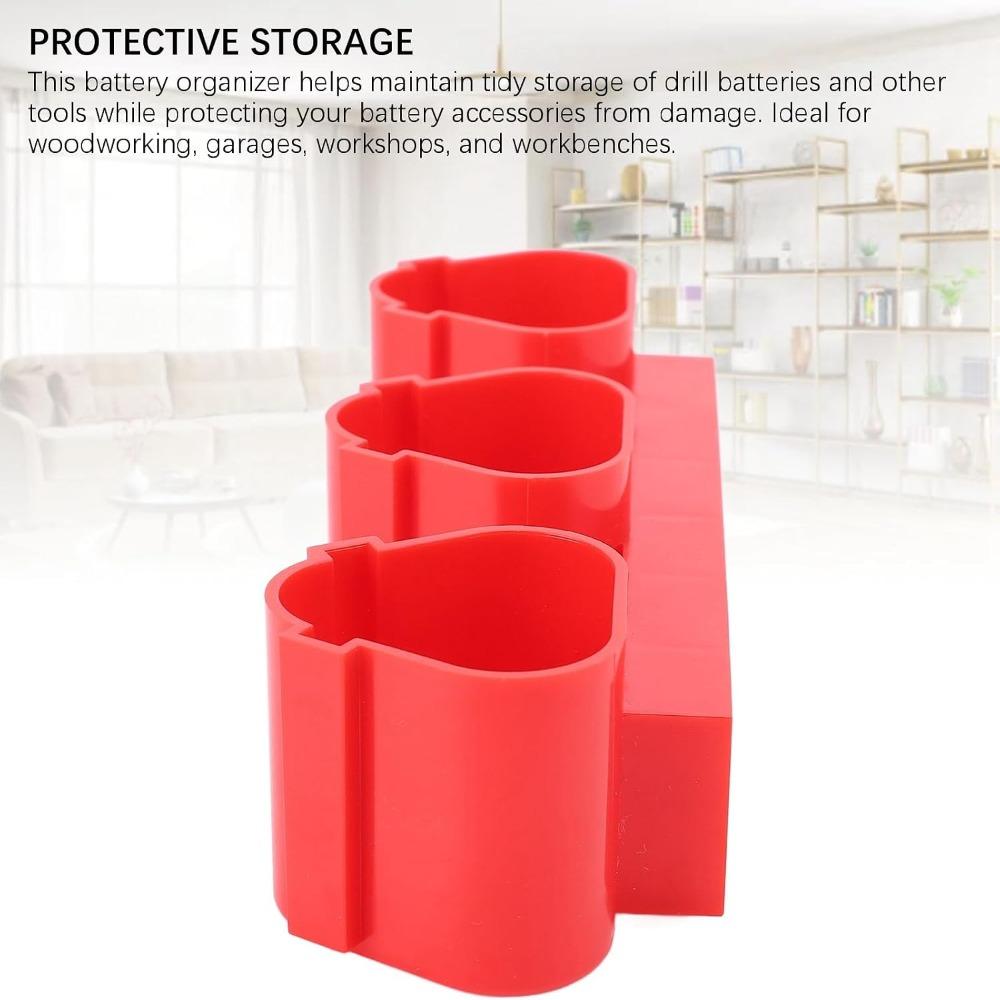 2pcs Wall Mountable Wall Mount Battery Rack 12V Compatible Battery Holders Pack For Milwaukee M12