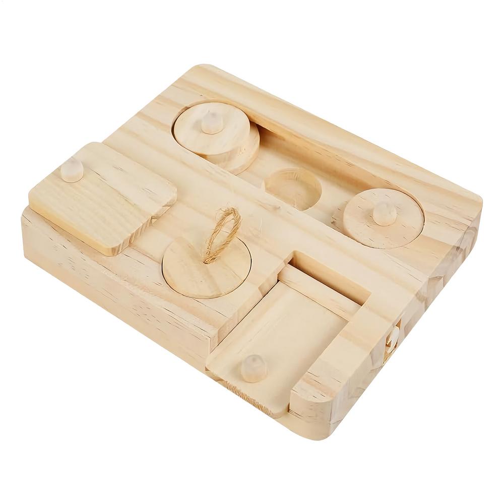 Foraging Toys For Rabbits Interactive Wooden Small Animal Dispenser Cute Pet Puzzle Toys For Indoor Feeding Cage Play Pet Home