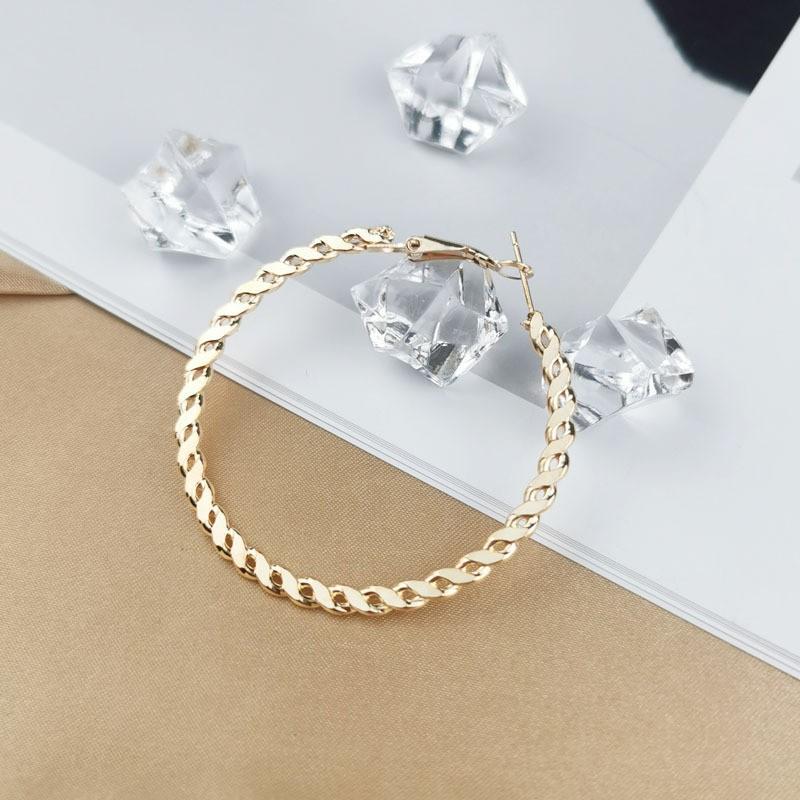 Stainless Steel Twist Golden Big Hoop Earrings Waterproof Metal Unusual Statement Trendy Jewelry for Occident Women Party