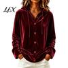 Lady Warm Coat Women Button Front Velvet Hoodie, Long Sleeve Hooded Jacket, Winter Hoodie Loose Fit Casual Drawstring for Autumn Relaxed