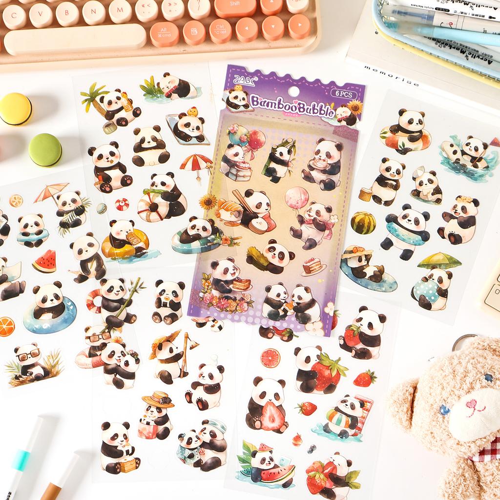 6pcs/pack Creative Cartoon Small Animal Die Cutting Decorative Stickers Collage Journal Scrapbooking Material Stationery Sticker