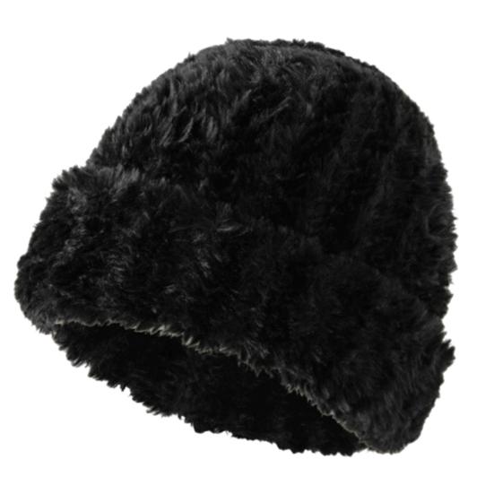 Women Winter Hat Fuzzy Faux Fur Brimless Solid Color Dome Windproof Warmth Sun Protection Knitted Cap Outdoor Travel Headwear