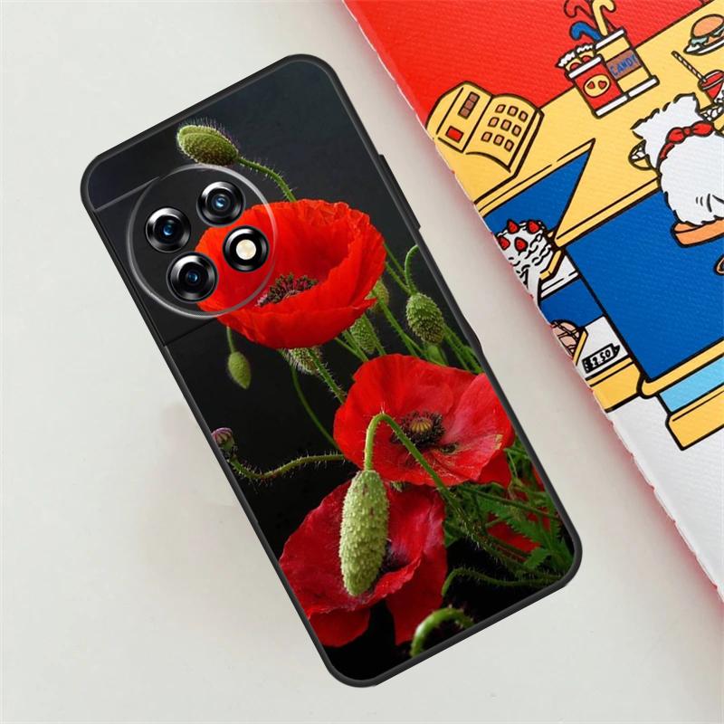 Красный Цветок Мака Чехол Для OnePlus Nord CE 4 3 2 Lite N10 N20 N30 OnePlus 12 11 9 10 Pro 10T 9R 10R 12R Чехол