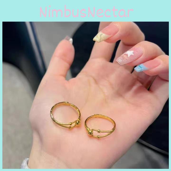 Unique Twisted Copper Gold Plated Adjustable Ring For Women Modern Style