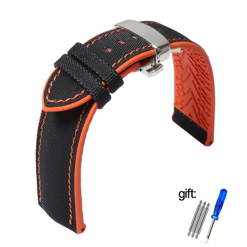 Waterproof Nylon Silicone Rubber Soled Watchbands For Wanguo Mido Helmsman Bainianling Citizen Men's Watch Strap 20mm 22mm 24mm
