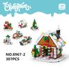 6 в 1 креативная рождественская серия, набор строительных блоков, Kawaii, олень, зимняя деревня, мини-модель дома, DIY, кирпичи, игрушки для детей