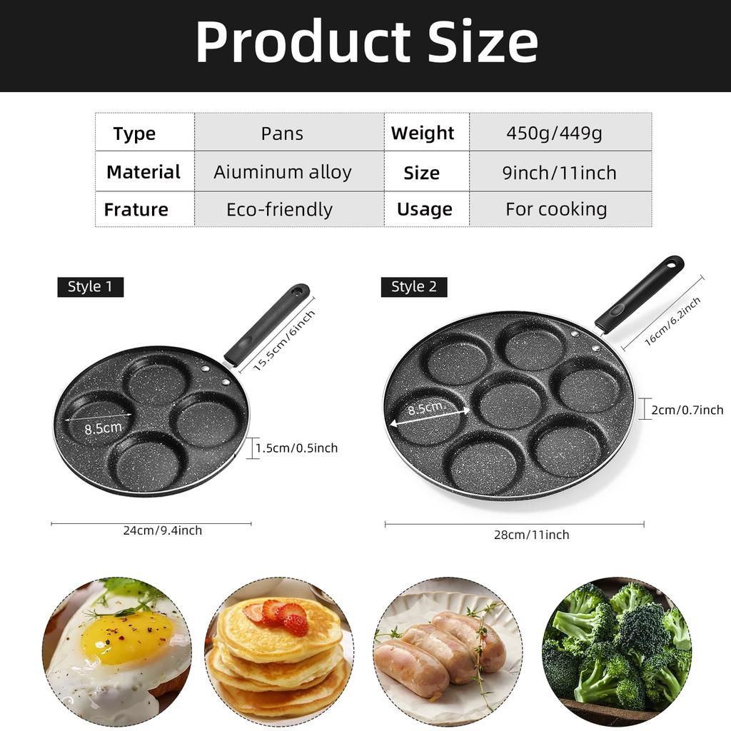 4/7 Cups Pancakes Frying Pans Breakfast Egg Pan Durable Non-stick Pan Holes Cooking Egg Ham Pans Pancak Maker Pan Cookware