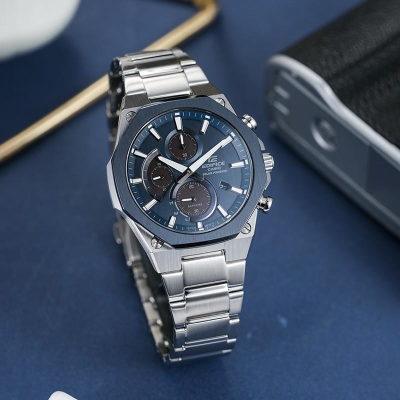 Casio Edifice Солнечные Ультратонкие Водонепроницаемые Спортивные Часы Деловая Рекомендация Солнечный Кварцевый Механизм Стальной Ремешок Мужские часы EFS-S570YDB-2A