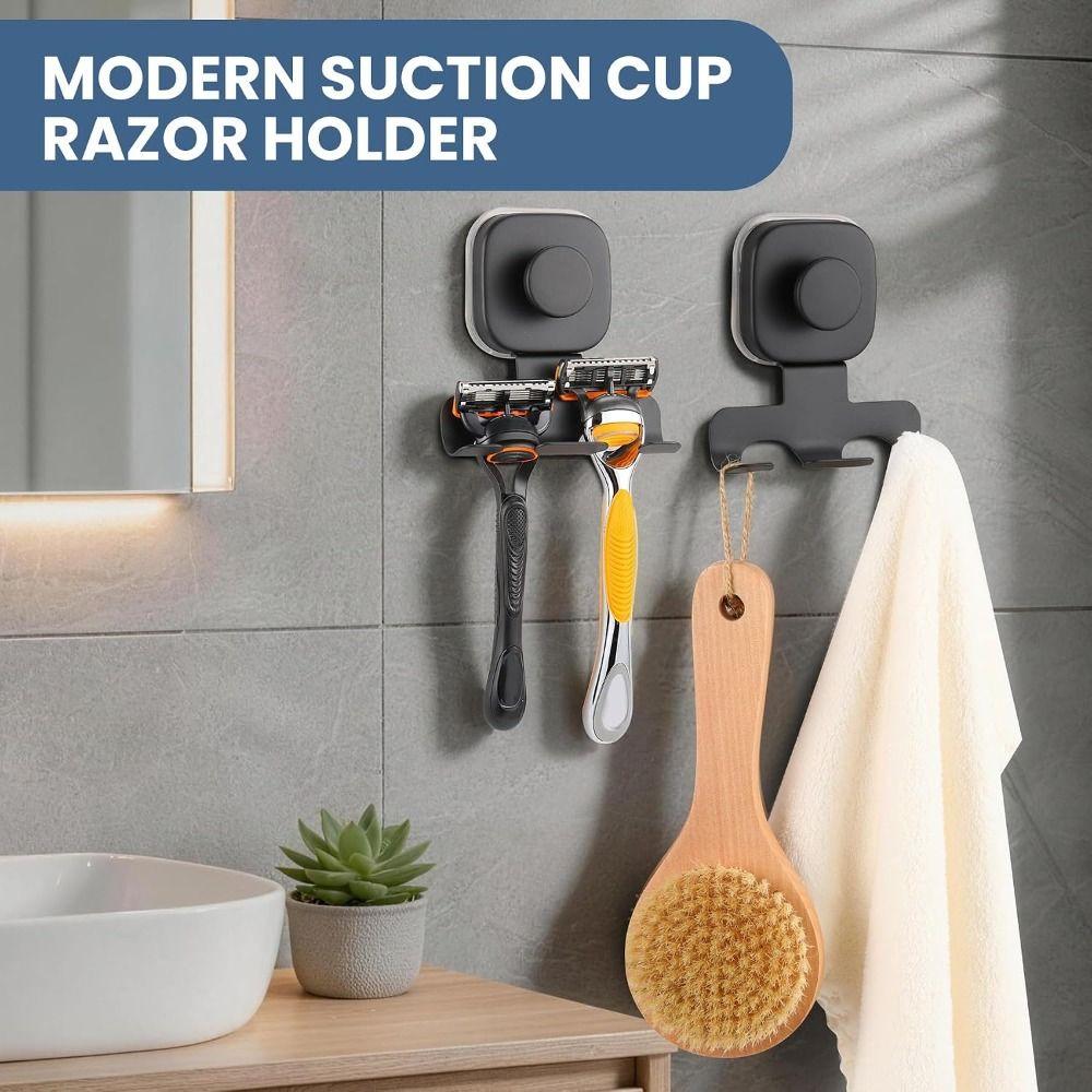 Square Suction Cup Razor Holder Removable Bathroom Shaver Hanger Bathroom Wall Mount