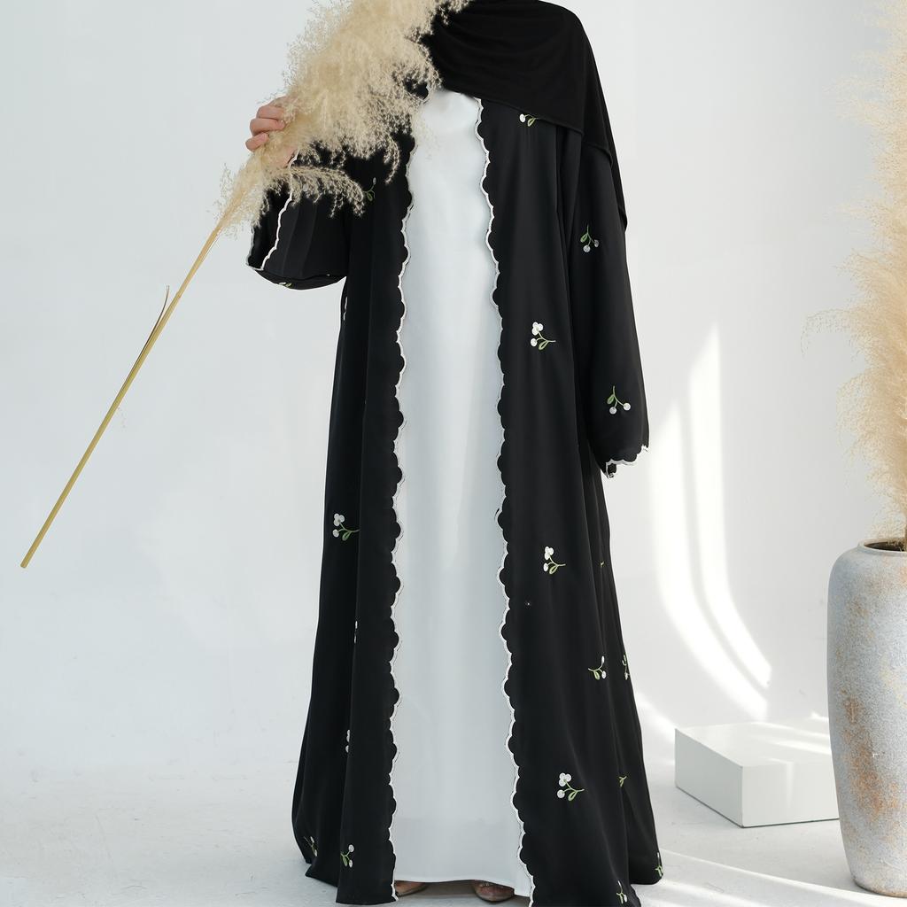 Ид Мусульманская абайя, женское платье-кардиган с вышивкой, абайя, Рамадан, Марокко, Дубай, Джалабия, кафтан, Vestidos, арабский длинный халат