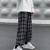 Мужские брюки в клетку Streetwear Широкие с эластичной талией Свободные Спортивные брюки для осени