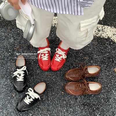 Ретро внутренняя высота увеличение немецкие тренировочные туфли женские 2025 новые универсальные круглый носок шнуровка американские боксерки повседневные спортивные кеды